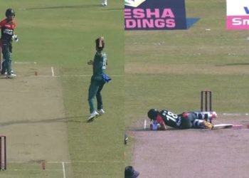 छक्का खाने के बाद शाहीन अफरीदी ने खोया आपा, आधी पिच पर दौड़कर बांग्लादेशी बल्लेबाज को मारकर किया धराशाई