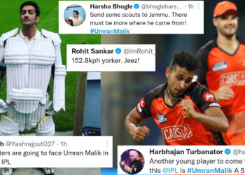 उमरान मलिक की कहर बरपाती गेंदबाजी के बाद ट्विटर पर आया प्रतिक्रियाओं का सैलाब