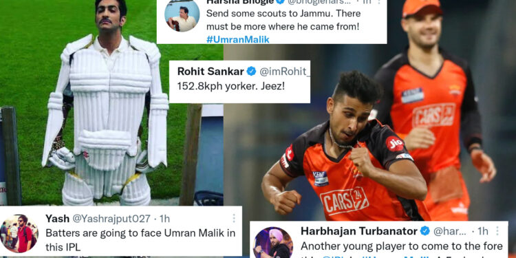 उमरान मलिक की कहर बरपाती गेंदबाजी के बाद ट्विटर पर आया प्रतिक्रियाओं का सैलाब