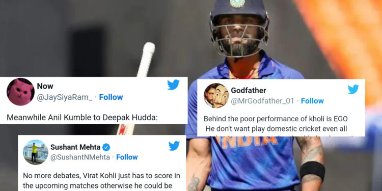 हुड्डा की जगह खेले विराट कोहली फिर हुए सस्ते में आउट, ट्विटर पर लोगों ने दी प्रतिक्रिया