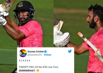 चेतेश्वर पुजारा ने इंग्लैंड में खेलते हुए एक ओवर में जड़े 22 रन, 73 गेंदो पर ठोका शतक