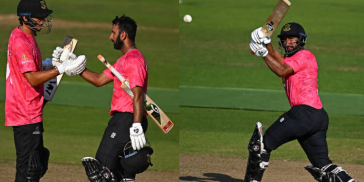 ससेक्स की तरफ से खेलते हुए पुजारा ने ठोंका लगतार दूसरा शतक, बनाए 131 गेंदो में 174 रन