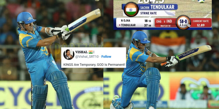 3 छक्के, 3 चौके : पहली 14 गेंदो में सचिन ने ठोके 37 रन, ट्वीटर पर आई प्रतिक्रियाओं की सुनामी