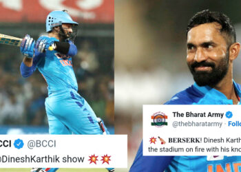 दूसरे ओवर में बल्लेबाजी करने आये दिनेश कार्तिक ने मारे 21 गेंदो में 46 रन, ट्विटर पर फैंस ने दी जबरदस्त प्रतिक्रिया