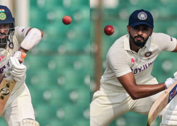 चेतेश्वर पुजारा के 90 और श्रेयस अय्यर की नाबाद 82 रनों की पारी ने पहले दिन भारत को अच्छी स्थिति में पहुंचाया